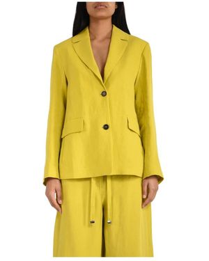 Max Mara Jassen ,Geel ,Linnen Linnen Canvas Blazer