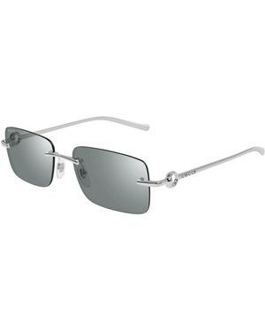 Gucci Rechthoekige Rimless Zonnebril - Metallic