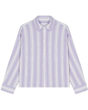 MASSCOB Gestreepte Katoenen Shirt Met Knoopsluiting - Paars