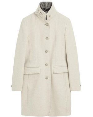 Cinque Urban Stand-Up Collar Coat Met Faux Fur - Wit
