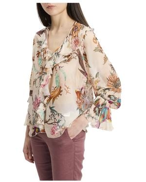 Dixie Blouse Met Ruches En V-Hals - Meerkleurig