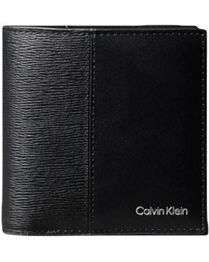 Calvin Klein Leder Slim Rfid Trifold Geldbörse - Schwarz