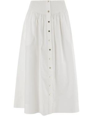 Tory Burch Stretch-Baumwollrock Mit Knopfverschluss - Weiß