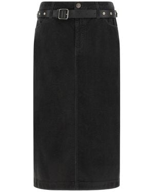 Pinko Rokken ,Zwart ,Katoen Rechte Corduroy Midirok