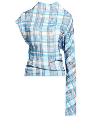 Ferragamo Overhemden ,Blauw ,Wol Check Jacquard Shirt