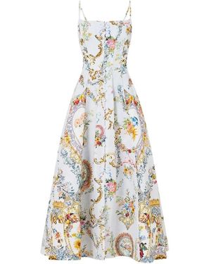 CAMILLA Corset Jurk Met Lange Uitlopende Rok - Wit