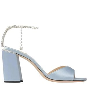 Jimmy Choo Sandali blu con tacco alto e cinturino alla caviglia