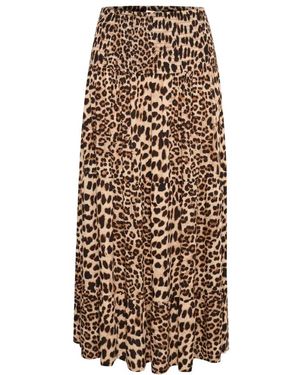 Kaffe Luipaard Smock Rok Klassieke Stijl - Naturel