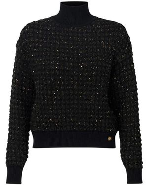 Elisabetta Franchi Schwarze Pullover Mit Metall-Logo-Detail