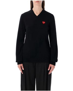 COMME DES GARÇONS PLAY V-Neck Pullover - Schwarz