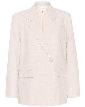 Gestuz Sand Leinenblazer - Weiß