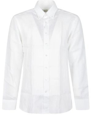 Etro Long Sleeve Pegaso Logo Roma Button Down Shirt - Wit