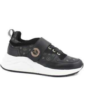 Pollini Schoenen ,Zwart ,Leer Heritage Sneakers