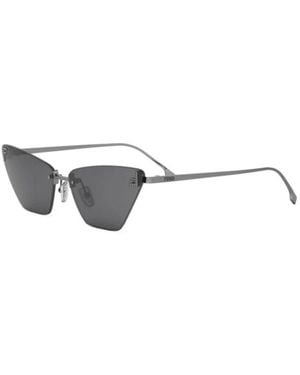 Fendi Kristall Silberne Cat Eye Sonnenbrille - Grau