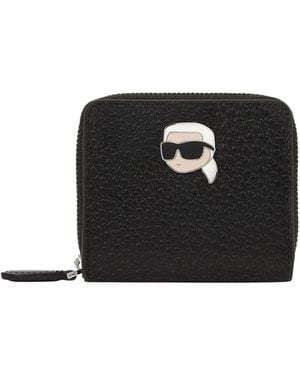 Karl Lagerfeld Portemonnee Ikon Pebble Md Bifold Wllt - Zwart
