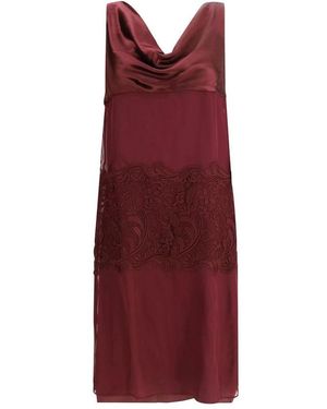 Ferragamo Kleedjes ,Bruin ,Zijden Midi Jurk Gemaakt - Rood