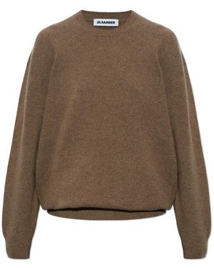 Jil Sander Truien & Vesten ,Bruin ,Wol Wol Trui Met Ronde Hals