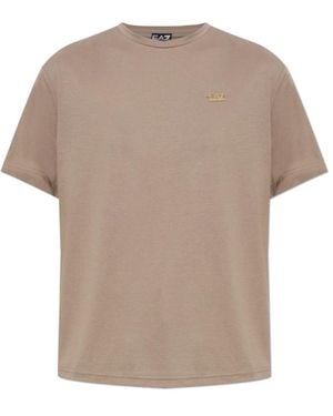 EA7 Tops ,Polyester T-Shirt Met Logo-Vormige Applicatie - Bruin