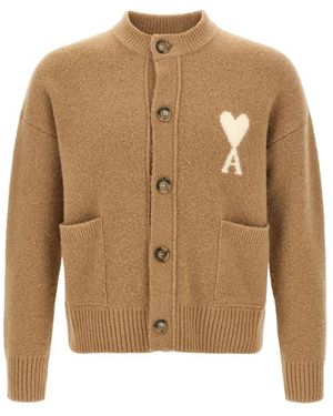 Ami Paris De Coeur Alpaca Cardigan - Bruin