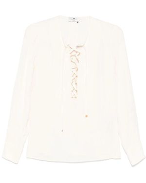 Elisabetta Franchi Georgette-bluse mit hohen schetten,weiße bluse für frauen
