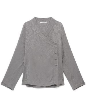 Maliparmi Overhemden ,Grijs ,Rayon Damask Jacquard Shirt