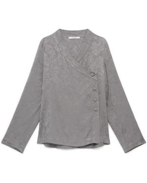 Maliparmi Overhemden ,Grijs ,Rayon Damask Jacquard Shirt