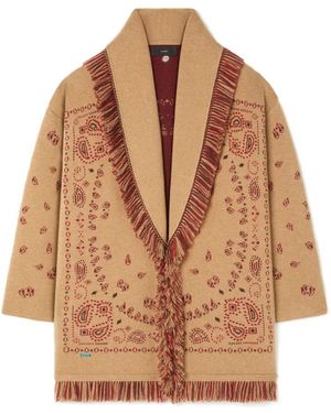 Alanui Truien & Vesten ,Bruin ,Kasjmier Icon Jacquard Cardigan Met Ceintuur