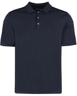 THE (Alphabet) Baumwollstrick-Poloshirt Mit Seitenschlitzen - Blau