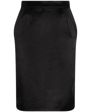 Saint Laurent Knie-Lange Pencilrok - Zwart