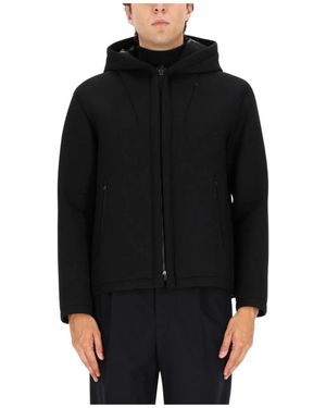 Herno Jassen ,Zwart ,Hooded Zip-Up Jacket