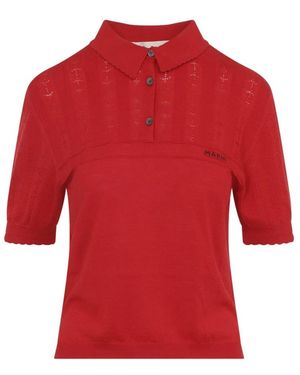 Marni Pointelle Knit Polo - Rood