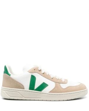 Veja V-10 Chromefree Leather Sneakers - Groen