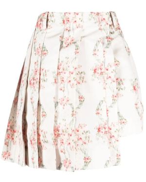 Simone Rocha Bloemenprint Asymmetrische Skorts - Naturel