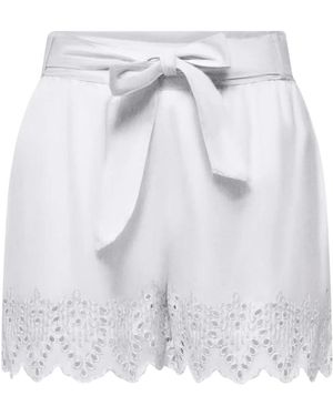 ONLY Tulum Embroidered Loose Belt Short - Wit