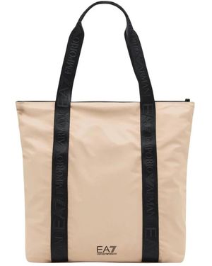 EA7 Shopper Bag Van Technische Stof Met Logoband - Zwart