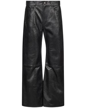 Haikure Broeken ,Zwart ,Leer Leren Broek Met Middelhoge Taille En Rechte Pijpen