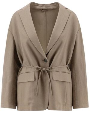 Brunello Cucinelli Fluid Twill Blazer - Bruin
