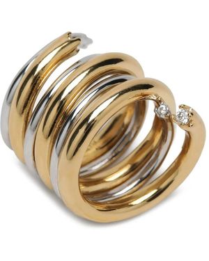 Panconesi Spiral Motif Engraved Logo Ring - Metallic