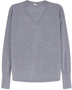 Aspesi 3259 V-Neck Gebreid - Grijs