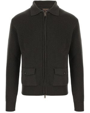 Woolrich Volledige Rits Wol Trui - Zwart