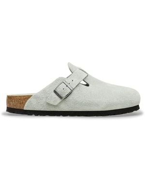Birkenstock Schoenen ,Groen ,Leer Boston Bs Suede Leather Narrow Fit - Wit