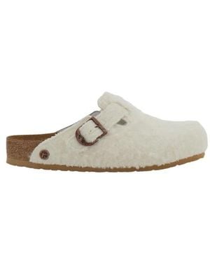 Birkenstock Boston Wooly Moon Buckle - Weiß