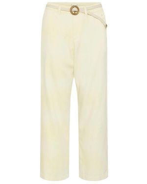 Cream Wide Trousers - Neutro