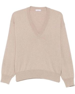 Brunello Cucinelli Kaschmirpullover Mit V-Ausschnitt - Natur