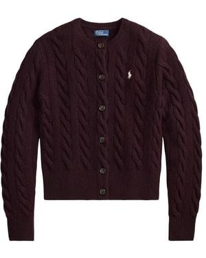 Polo Ralph Lauren Truien & Vesten ,Paars ,Wol Kabeltrui