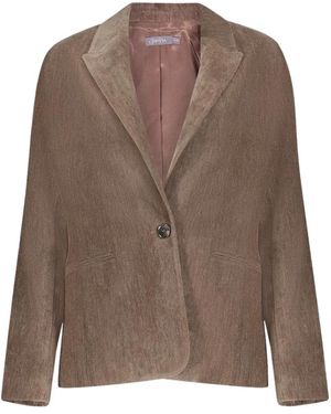 Geisha Jassen ,Bruin ,Polyester Blazer Met Klassieke Reverskraag