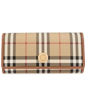 Burberry Accessoires ,Leer Portemonnee Met Ruitpatroon - Naturel