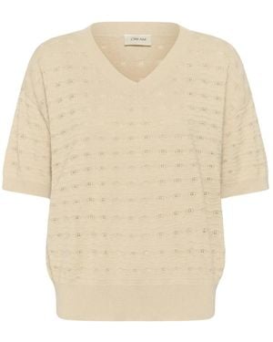 Cream V-Neck Knitwear - Neutro