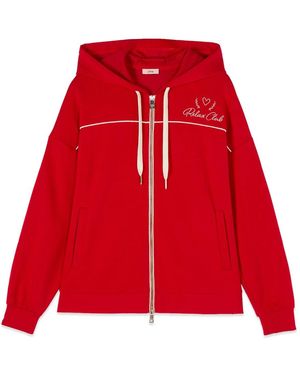 Oltre Hoodies & Sweatvesten ,Rood ,Polyester Sweatshirt Met Rits, Capuchon En Bies