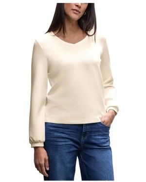 Street One Hoodies & Sweatvesten ,Modal Sweatshirt Met Geribbelde Zoom En Manchetten - Blauw